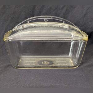 Vintage 1950s Westinghouse Clear Glass Refrigerator Loaf Pan with Domed Lid